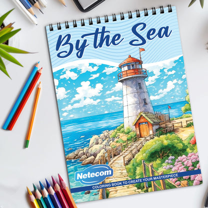 By the Sea Spiral Bound Coloring Book, Relaxing Seaside Scenes for a Coastal Escape, Perfect for Beach Lovers and Those Seeking Serenity