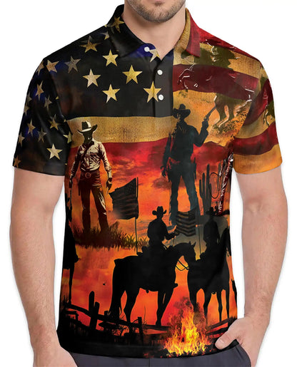 Cowboy American Flag Polo Shirt | Netecom