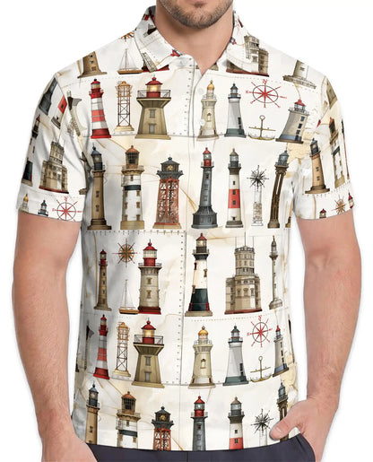 Vintage Lighthouse Polo Shirt - Coastal Nautical Style | Netecom