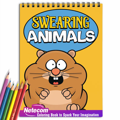 Swearing Animals Spiral Bound Coloring Book, Unleash Your Inner Comedian with 30 Whimsically Swearing Animals Coloring Pages for Adults to Express Their Humorous Side