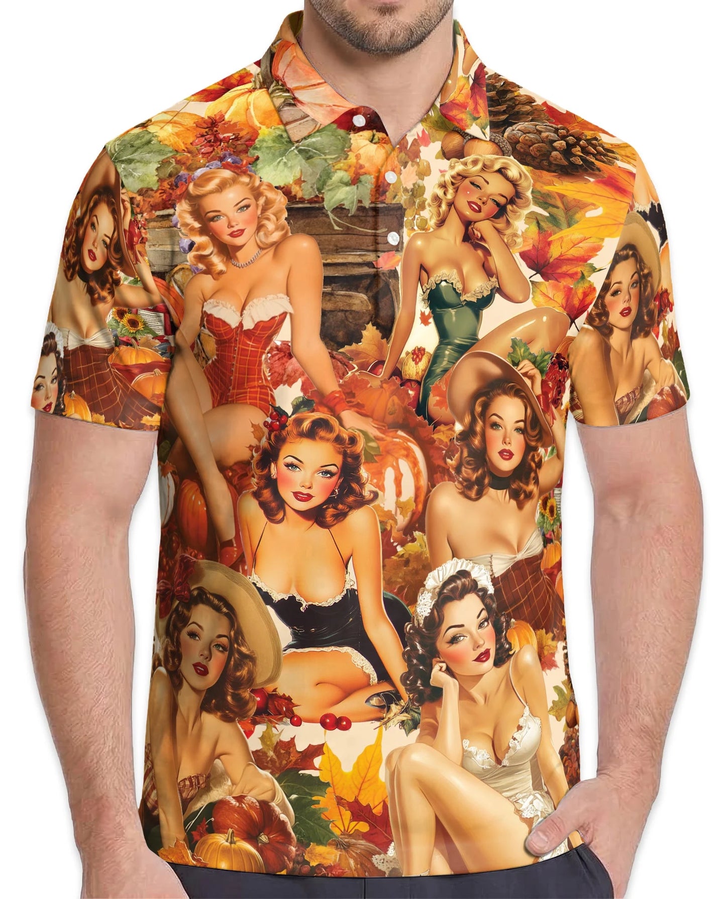 Autumn Sweet Girl Polo Shirt for Men – Fall Seasonal Style | Netecom