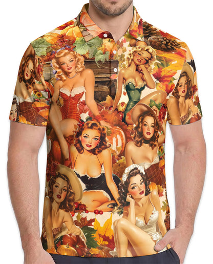 Autumn Sweet Girl Polo Shirt for Men – Fall Seasonal Style | Netecom
