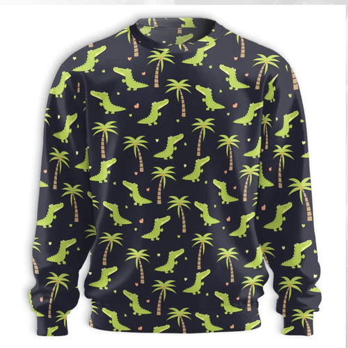 Cute Alligator Sweatshirt, 3D All Over Print Reptile Pattern Crewneck Pullover for Men Women, Alligator Lover Gift - Netecom