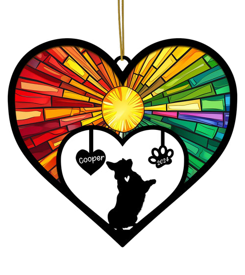 Netecom Corgi Dog Memorial Suncatcher, Personalized Corgi Memorial Ornament with Name Date, Bereavement Gift Loss of Dog, Pet Loss Sympathy Gift, Dog Passing Away Gift