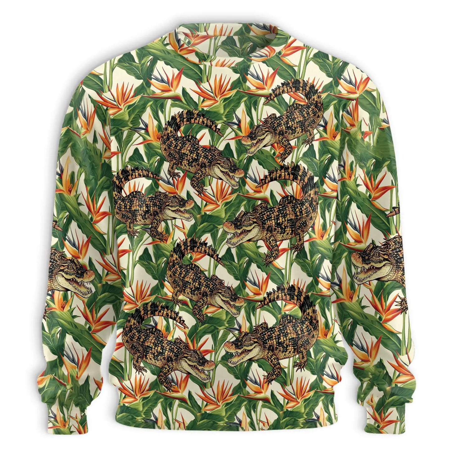 Crocodile Alligator Tropical Sweatshirt, 3D All Over Print Exotic Reptile Crewneck Pullover for Men Women, Reptile Lover Gift - Netecom