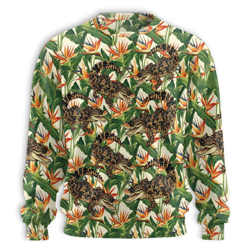 Crocodile Alligator Tropical Sweatshirt, 3D All Over Print Exotic Reptile Crewneck Pullover for Men Women, Reptile Lover Gift - Netecom