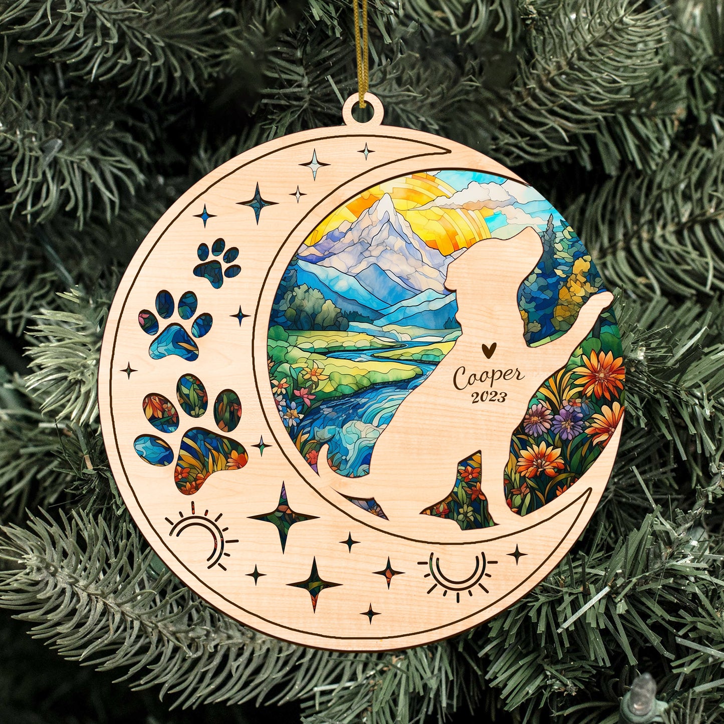 Netecom Rottweiler Dog Memorial Suncatcher, Personalized Rottie Dog Christmas Ornament with Name Date, Bereavement Gifts for Loss of Pet, Dog Death Sympathy Gift Pet Loss Sun Catchers, Dog Grief Gift