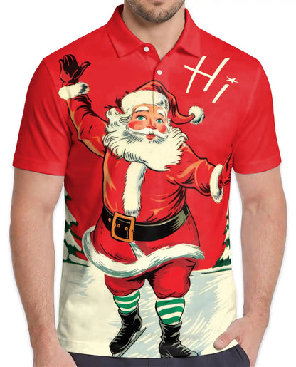 Santa Polo Shirt for Men – Christmas Holiday Festive Tee | Netecom