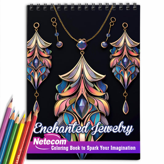 Enchanted Jewelry Spiral Bound Coloring Book, Enjoy 30 Coloring Pages of Exquisite Jewelry Designs for Artistic Explorers to Admire