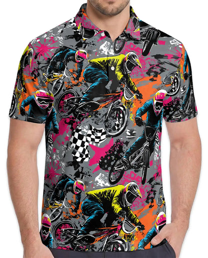 BMX Racing Polo Shirt - Extreme Cycling Adventure Style | Netecom