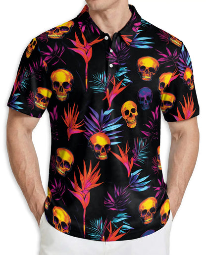 Neon Skull Polo Shirt – Tropical Gothic Print | Netecom