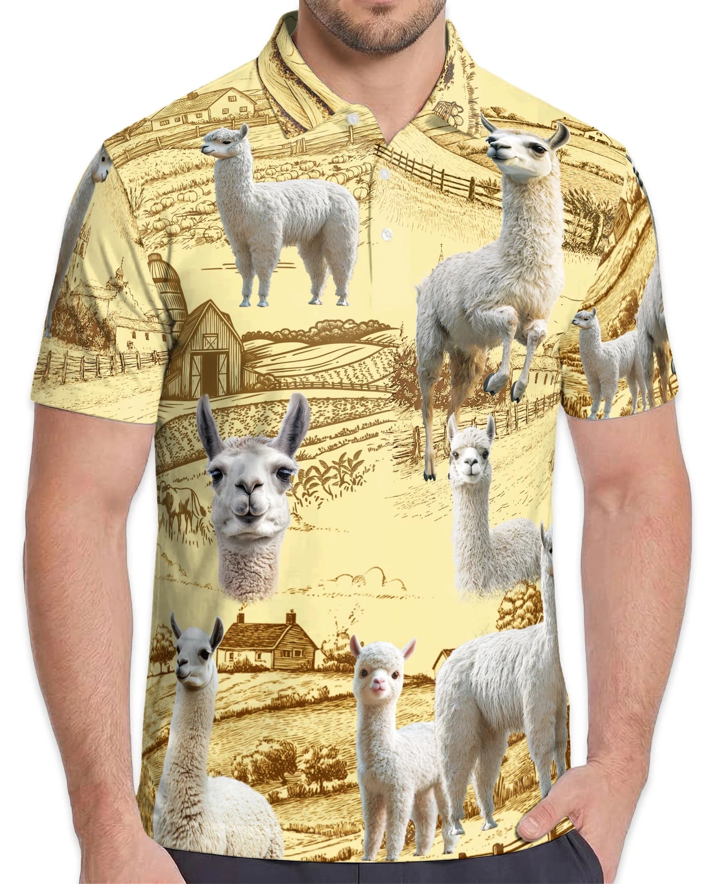 Llama Lovers Farm Polo Shirt for Men – Cute Alpaca Animal Style | Netecom