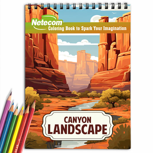 Canyon Landscape Spiral Bound Coloring Book, Discover the Beauty of Nature's Masterpieces with 30 Exquisite Coloring Pages that Showcase the Majestic Canyons and their Unique Features