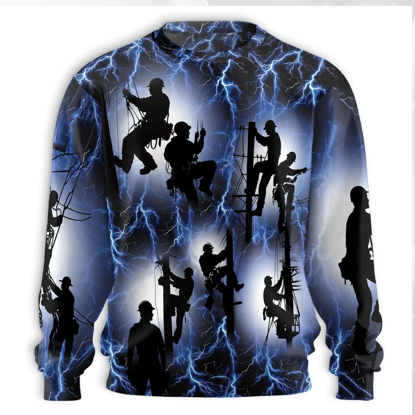Electric Lineman Sweatshirt, 3D All Over Print Lightning Power Crewneck Pullover for Men Women, Lineman Gift - Netecom