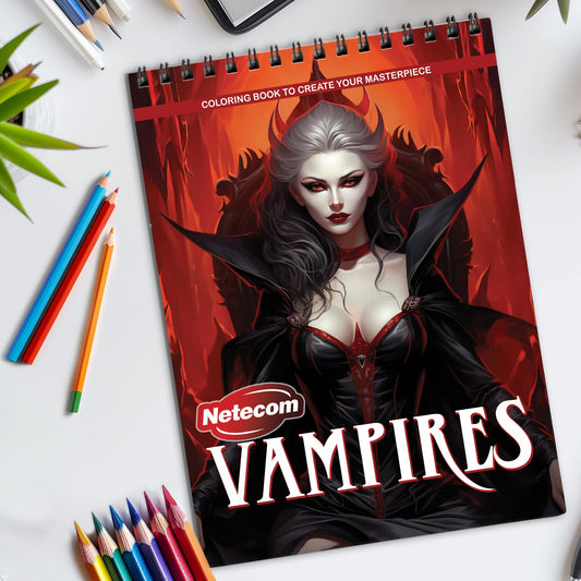 Vampires Spiral Bound Coloring Book, Gothic Vampire Scenes for a Dark and Mysterious Art Experience, Great for Fans of the Supernatural and Horror