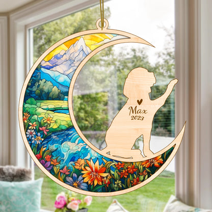 Netecom Beagle Dog Memorial Suncatcher, Personalized Beagle Christmas Ornament with Name Date, Dog Death Sympathy Gift for Pet Loss Sun Catchers, Dog Grief Gift, Bereavement Gifts for Loss of Pet