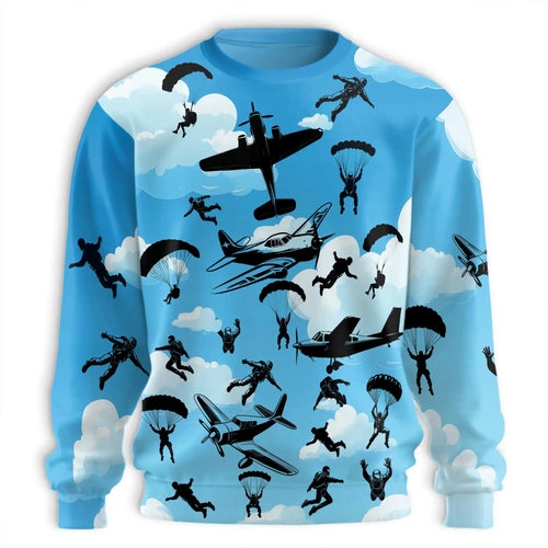 Skydiver Sweatshirt, 3D All Over Print Skydiving Adventure Crewneck Pullover for Men Women, Skydiver Lover Gift - Netecom