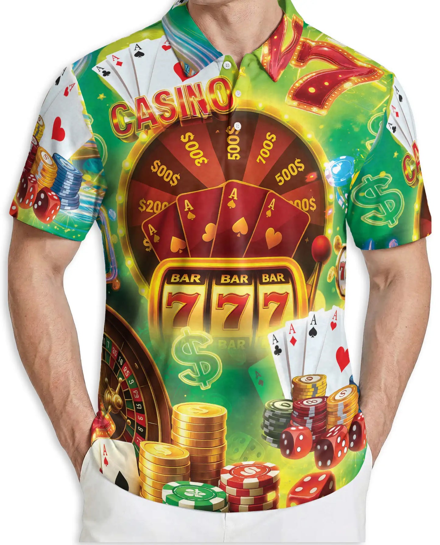 Casino Polo Shirt – Lucky Jackpot Gaming Print | Netecom