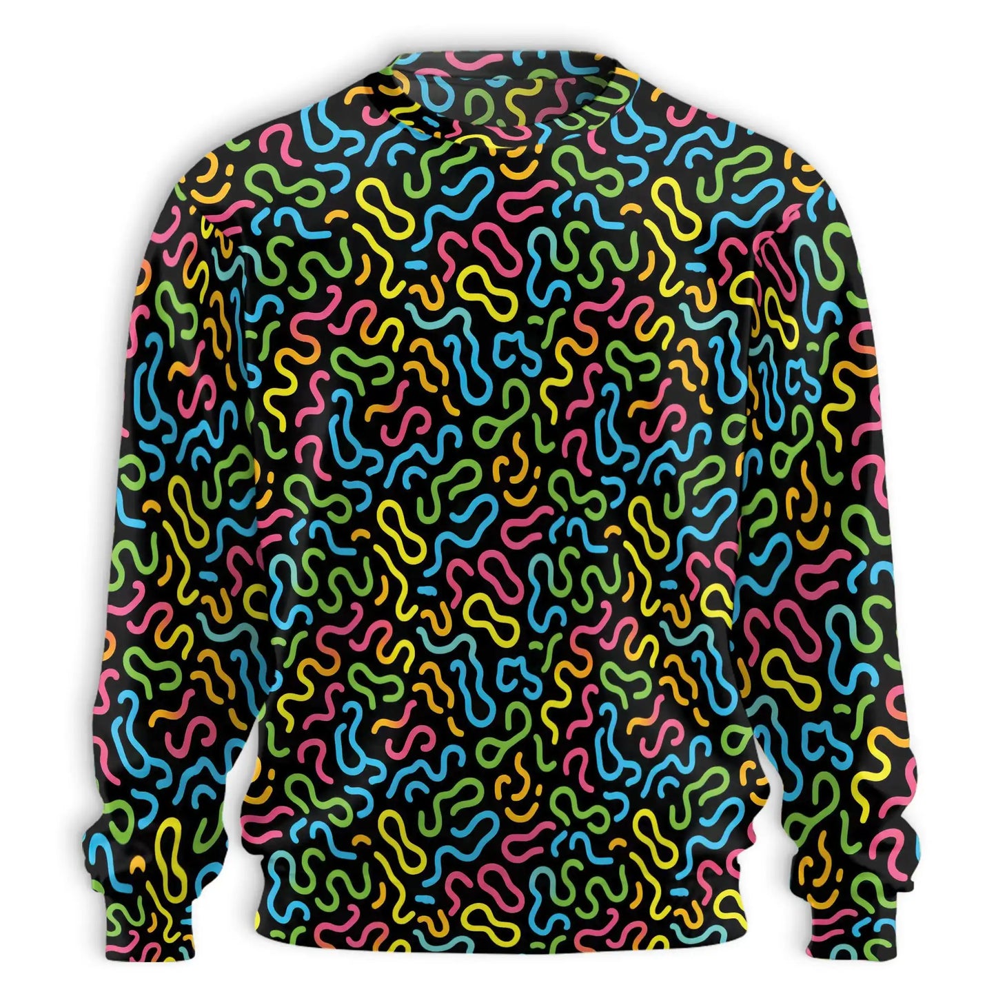 Neon Scribble Art Sweatshirt, 3D All Over Print Colorful Abstract Crewneck Pullover for Men Women, Art Lover Gift - Netecom