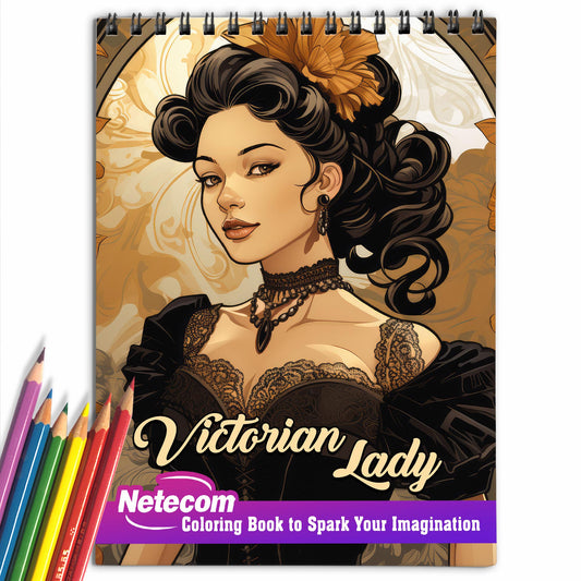 Victorian Lady Spiral Bound Coloring Book, Celebrate the Glamour of the Victorian Era with 30 Mesmerizing Coloring Pages