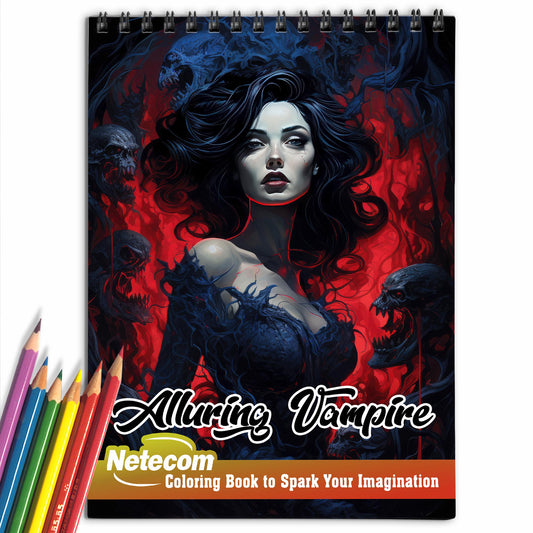 Alluring Vampire Spiral Bound Coloring Book, Experience the Horror of Coloring the Alluring Vampire with 30 Alluring Pages for Creep and Art Fans to Color and Celebrate the Radiance and Fragility of Alluring Vampire