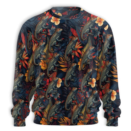 Amazing Iguana Sweatshirt, 3D All Over Print Colorful Reptile Crewneck Pullover for Men Women, Iguana Lover Gift - Netecom