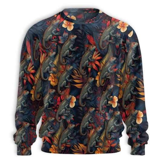 Amazing Iguana Sweatshirt, 3D All Over Print Colorful Reptile Crewneck Pullover for Men Women, Iguana Lover Gift - Netecom