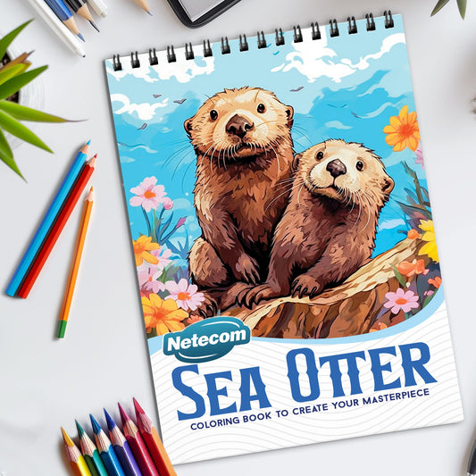 Sea Otter Spiral Bound Coloring Book, Adorable Sea Otters for a Cute and Relaxing Art Adventure, Great for Marine Life Enthusiasts and Animal Lovers