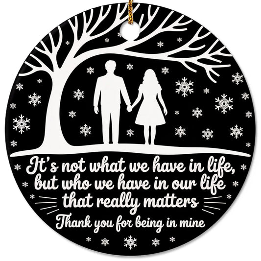 Netecom Vintage Wedding Anniversary Christmas Married Ornament, Thank You For Being In Mine Ceramic Ornament for Xmas Tree Hanging Decorations Gift, Gifts for Couple Husband Wife, Home Decor