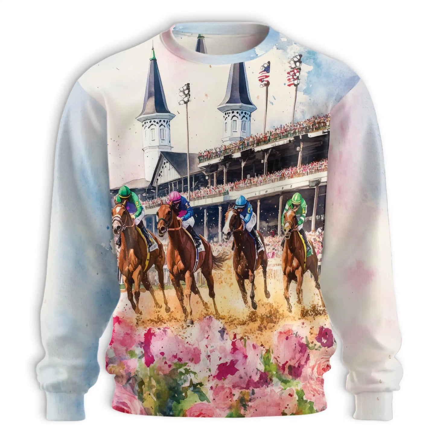 Horseman Sport Horse Riding Racecourse Sweatshirt, 3D All Over Print Equestrian Racing Crewneck Pullover for Men Women, Horse Rider Gift - Netecom