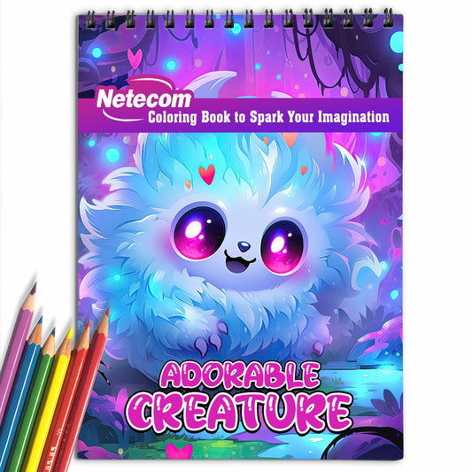 Adorable Creature Spiral Bound Coloring Book, Embrace the Adorable World of Creatures with 30 Charming Coloring Pages for a Delightful and Heartwarming Coloring Experience