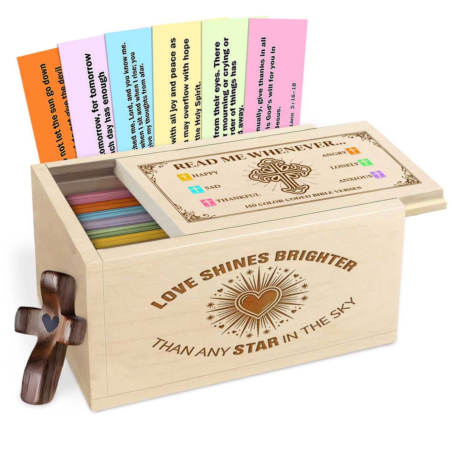 Netecom Personalized Bible Verse Prayer Box for Couples – Love-Themed Wooden Scripture Box with 150 Color-Coded Verses & Custom Name Prayer Cross, Christian Couples Gift for Valentine’s Day