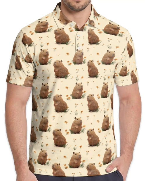 Capybara Polo Shirt – Cute Animal Pattern Style | Netecom