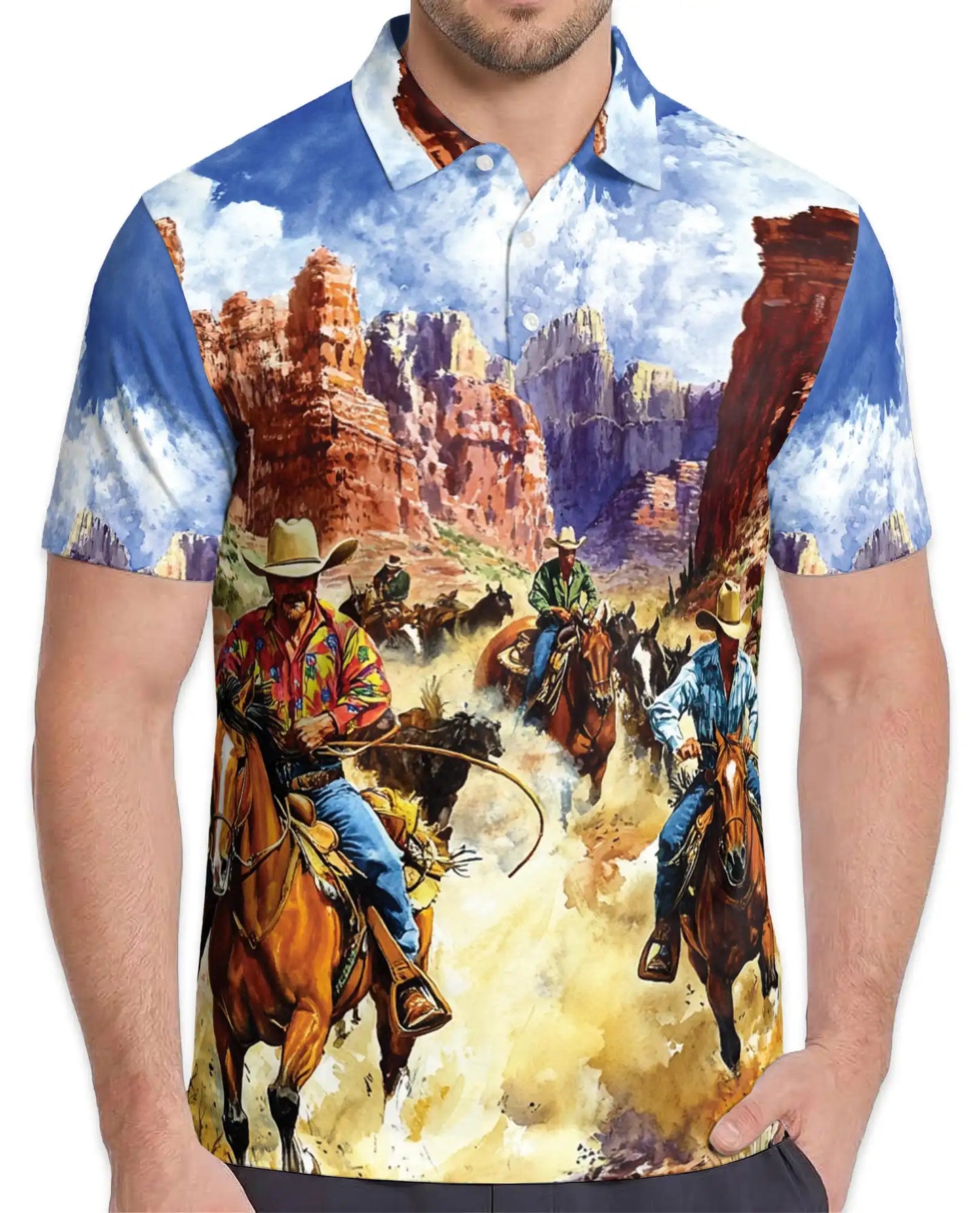 Western Rodeo Polo Shirt for Men - Cowboy Horse Riding | Netecom