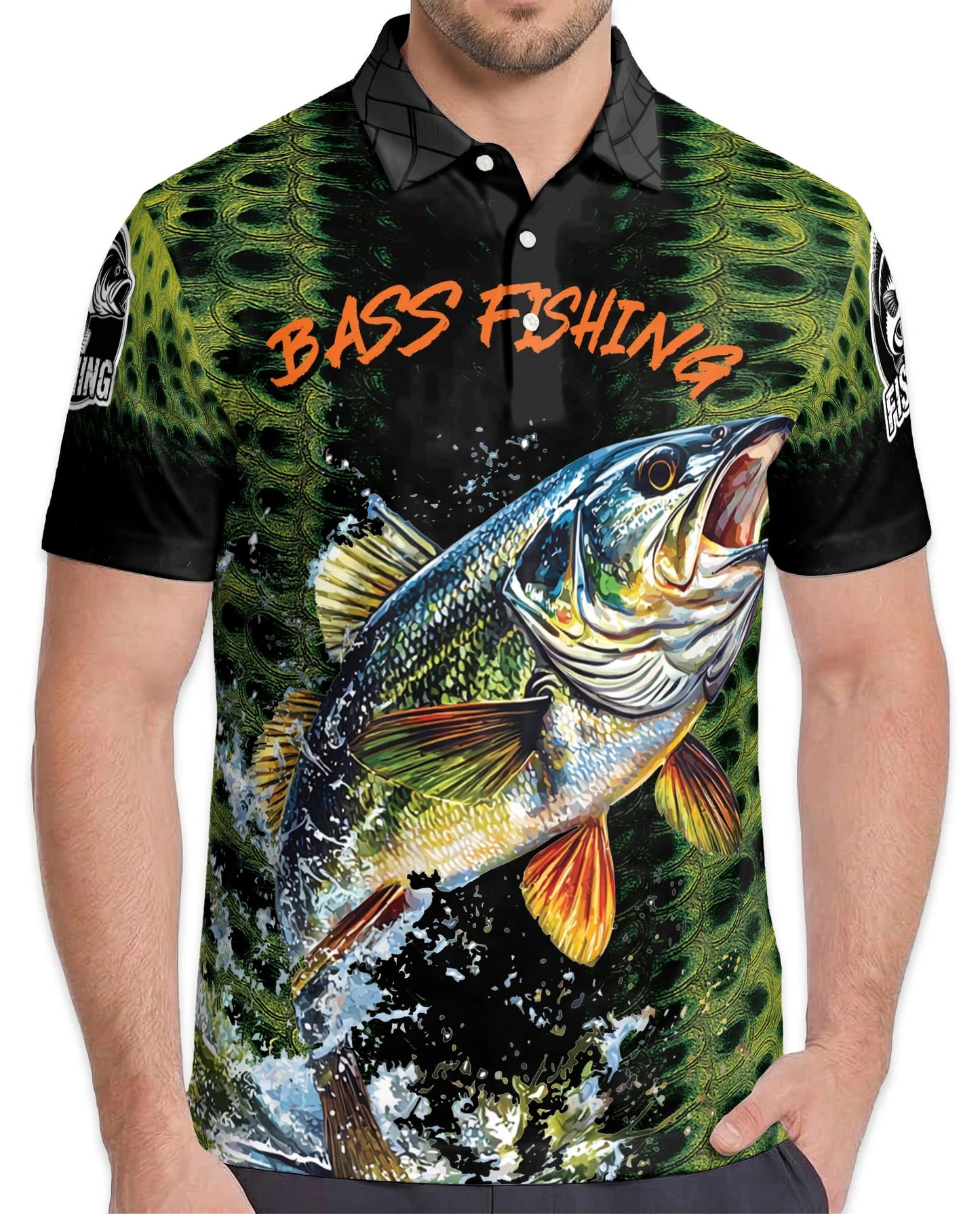 Bass Fishing Green 3D Polo Shirt for Men – Outdoor Angler Style | Netecom
