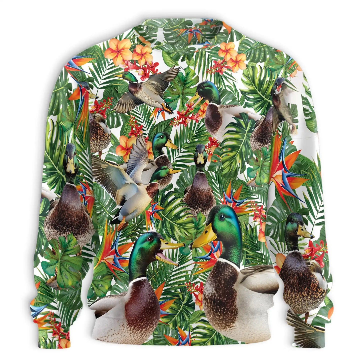 Tropical Geese Sweatshirt, 3D All Over Print Colorful Bird Crewneck Pullover for Men Women, Goose Lover Gift - Netecom