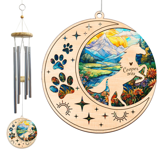 Netecom Horse Wind Chimes Memorial, Personalized Pet Memorial Windchime for Horse Suncatcher, Horse Loss Memorial Ornament, Loss of Pet Remembrance Gift, Sympathy Pet Wind Chimes Outdoor Garden