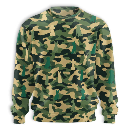 Dog Silhouette Camouflage Sweatshirt, 3D All Over Print Hunting Dog Crewneck Pullover for Men Women, Dog Lover Gift - Netecom