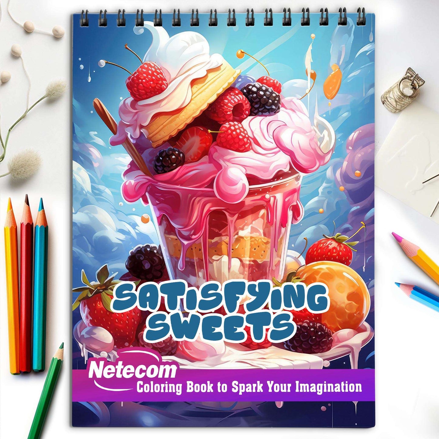 Satisfying Sweets Spiral Bound Coloring Book, Witness the Beauty of Satisfying Sweets with 30 Inspiring Coloring Pages, Creating a Gallery of Captivating Confectionery Creations