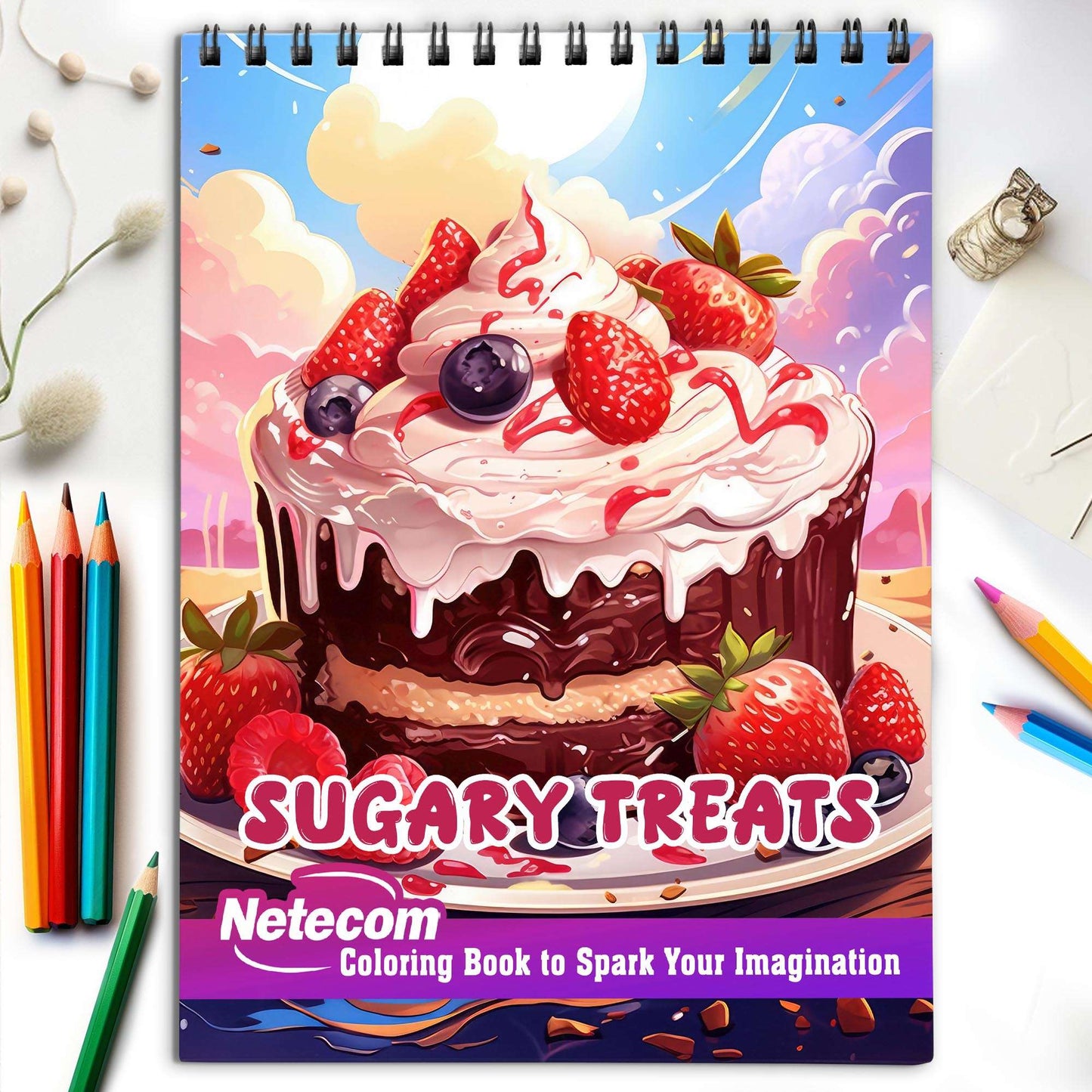 Sugary Treats Spiral Bound Coloring Book, Indulge in Your Imagination with 30 Enchanting Coloring Pages, Exploring the World of Sugary Treats