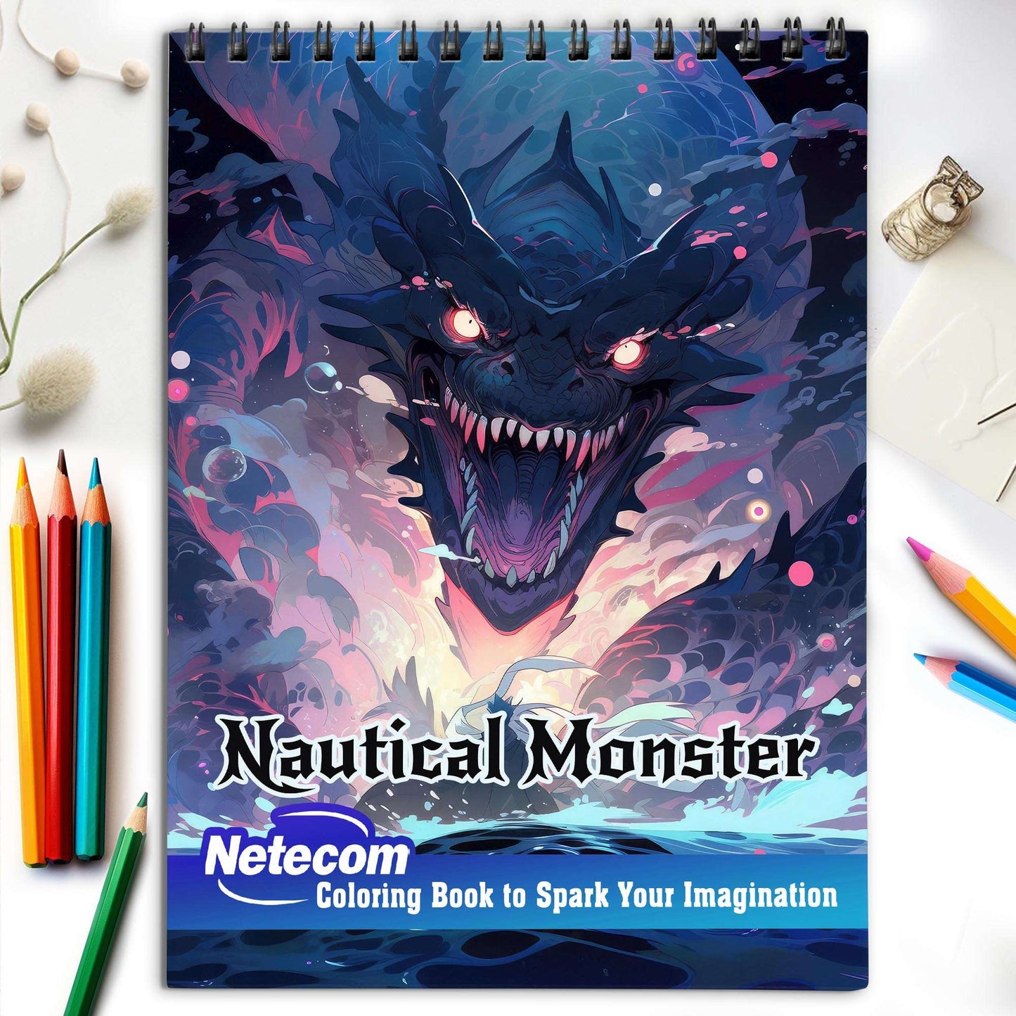 Nautical Monster Spiral Bound Coloring Book, Indulge in 30 Dazzling Coloring Pages, Fostering Focus and Creativity as You Confront the Terrifying Beasts of the Deep