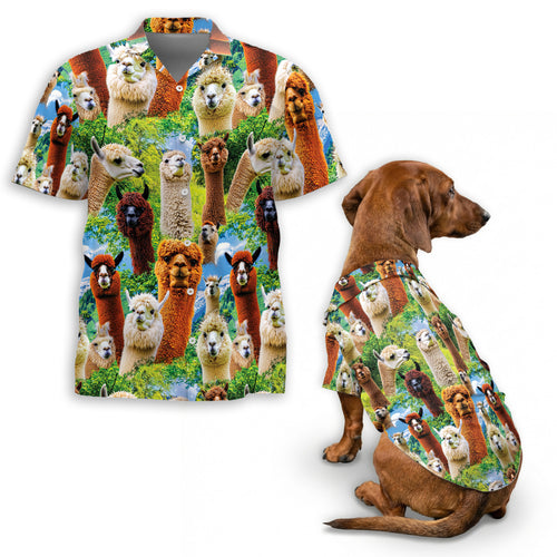 Netecom Matching Hawaiian Shirt for Dog and Owner, Unisex Aloha Summer Shirt, Button Down Hawaiian Outfit for Pet and Human, Vacation Beach Casual Wear