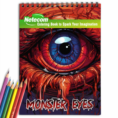 Monster Eyes Spiral Bound Coloring Book, Dive into the Monster Eyes Coloring Book with 30 Captivating and Spooky Illustrations