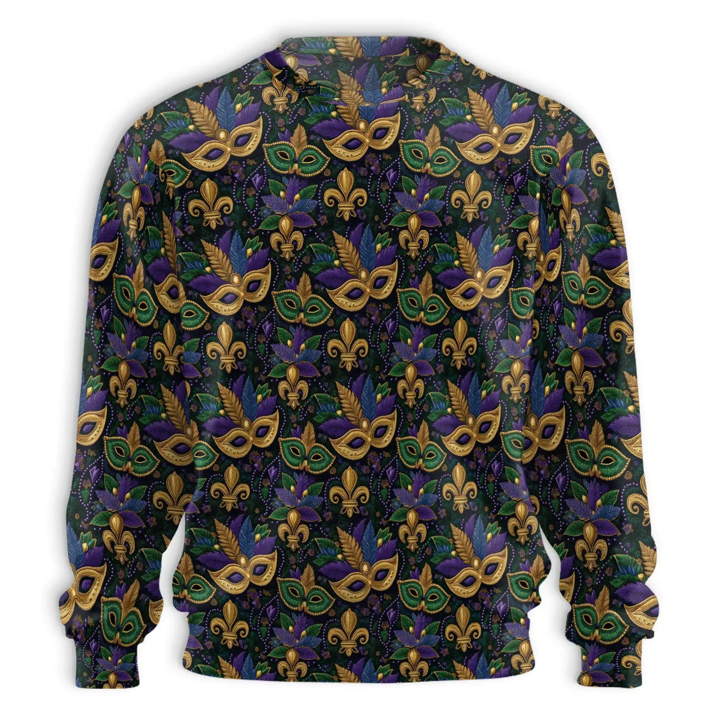 Mardi Gras Mask Pattern Sweatshirt, 3D All Over Print Carnival Celebration Crewneck Pullover for Men Women, Mardi Gras Gift - Netecom