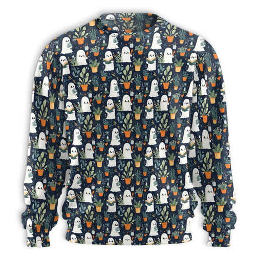 Ghost in Greenhouse Sweatshirt, 3D All Over Print Spooky Botanical Crewneck Pullover for Men Women, Halloween and Plant Lover Gift - Netecom