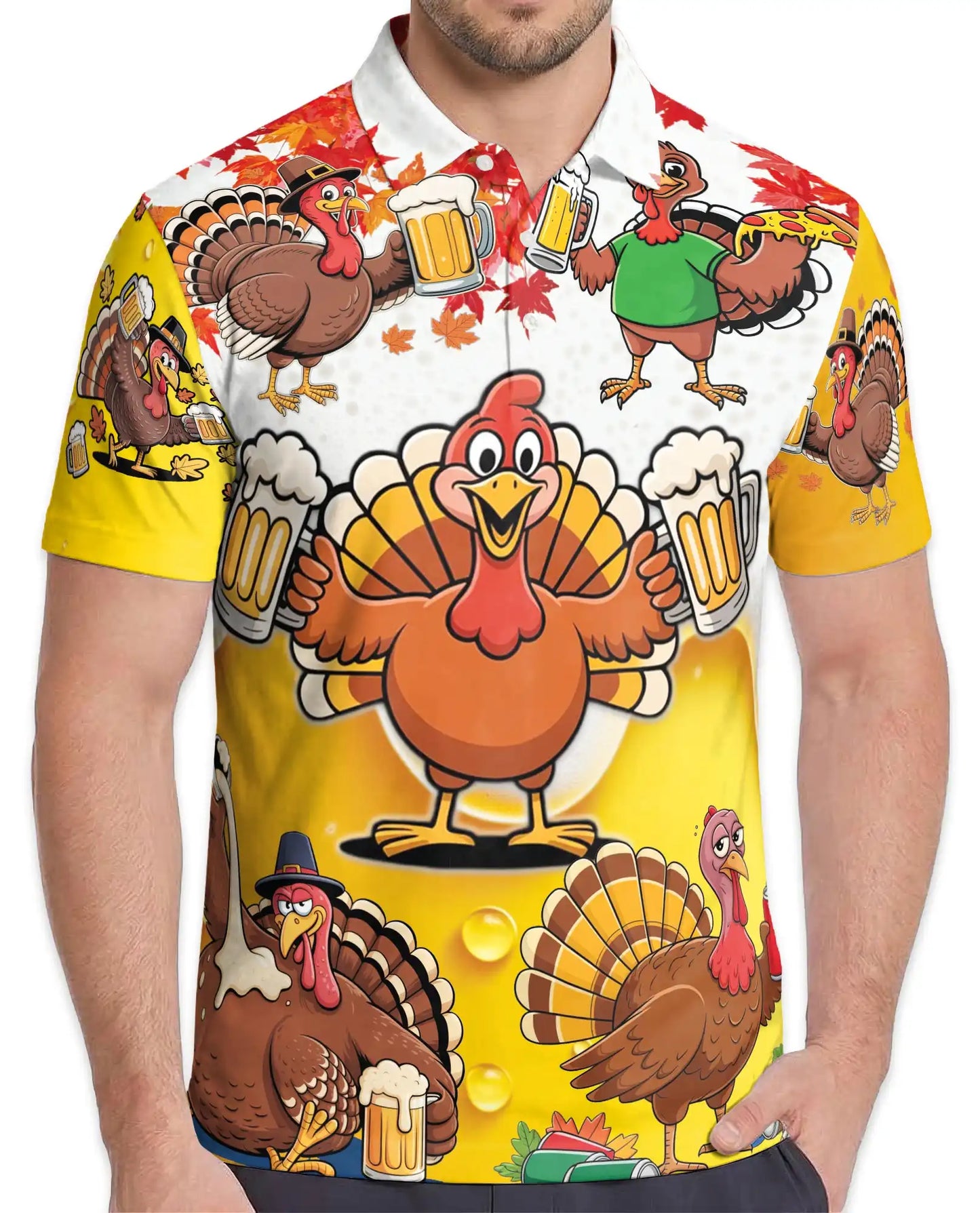 Funny Turkey Beer Polo Shirt – Thanksgiving Party Style | Netecom