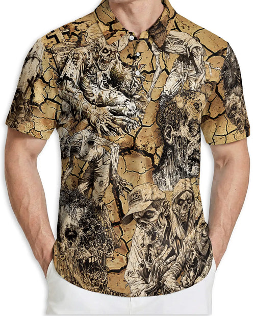 Zombie Apocalypse Polo Shirt for Men – Creepy Horror Skeletons | Netecom