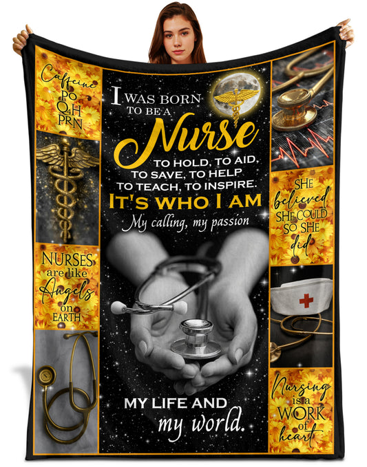 Netecom Personalized Nurse Blanket for Wife from Husband, Stethoscope and Love Letter Throw Blanket for Couch, Bed or Sofa, Birthday, Valentine’s Day, or Anniversary Gift for Nurse Wife