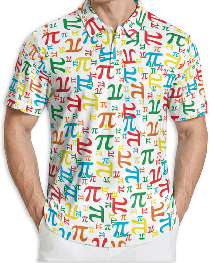 Colorful Pi Symbol 3D Polo Shirt for Men – Funny Math Geek Style | Netecom