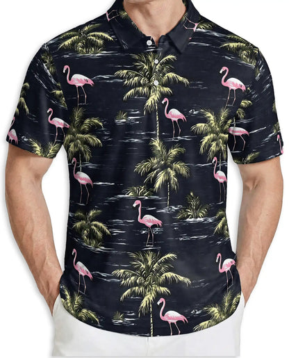 Flamingo Tropical Polo Shirt for Men – Island Beach Style | Netecom
